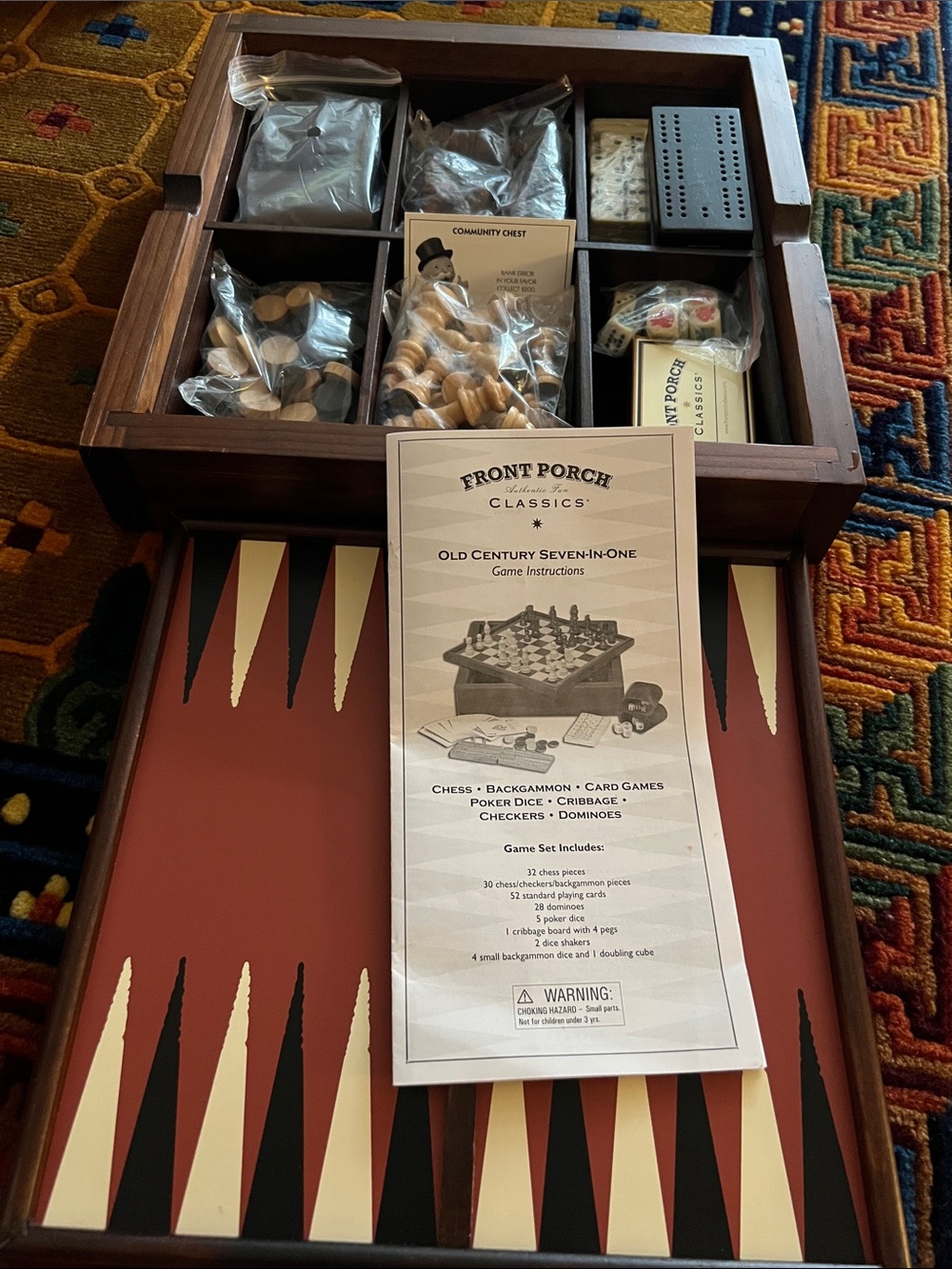 Old Century Seven-in-One Game Set - Brown/Black